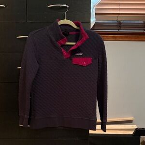 Women’s Quilted Pullover Sweater - Navy and Purple